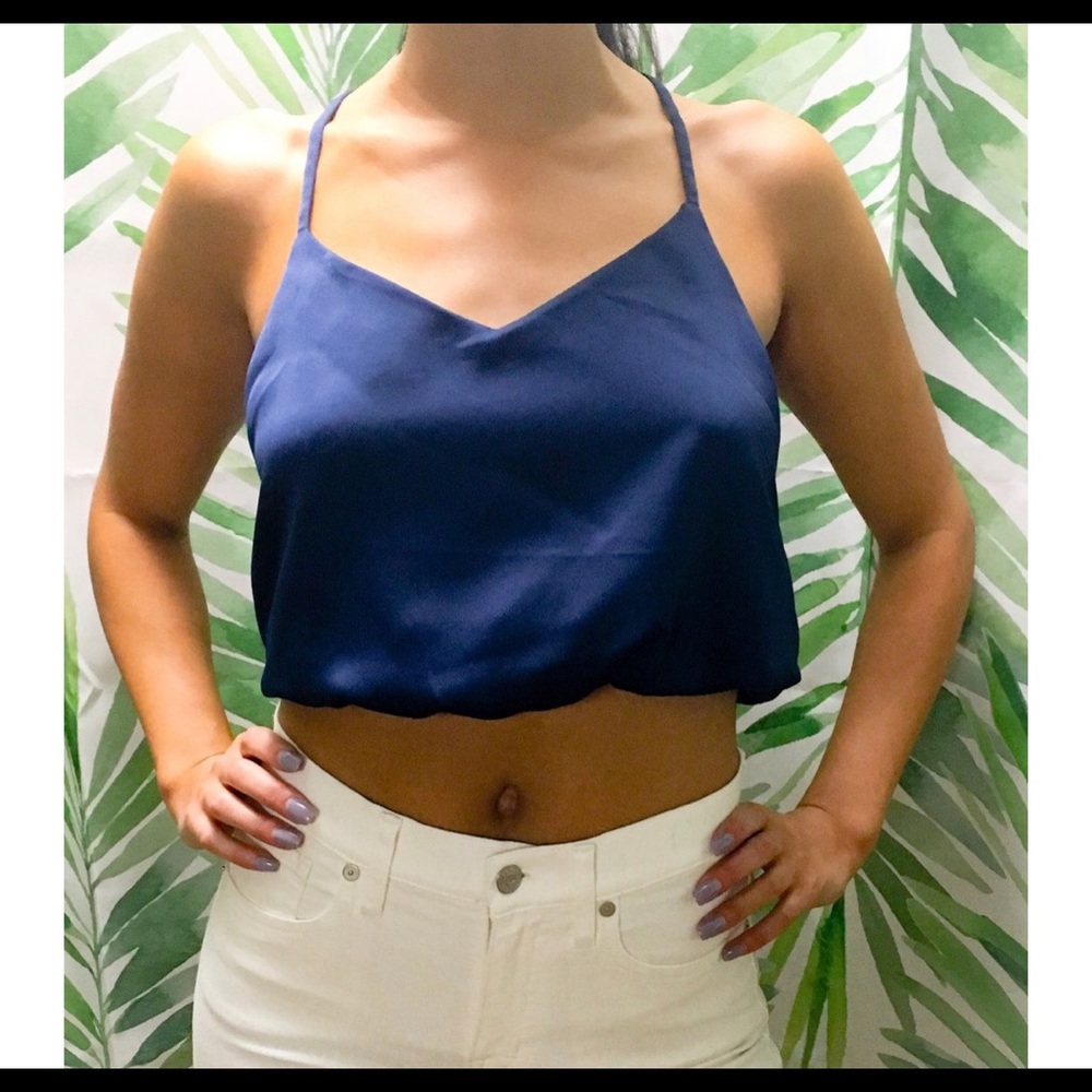 Satin Crop Top (midnight blue)